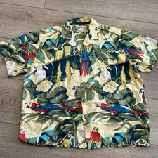 Paradise Found Vintage Magnum PI Shirt Mens Medium Hawaiian Jungle Bird Parrot