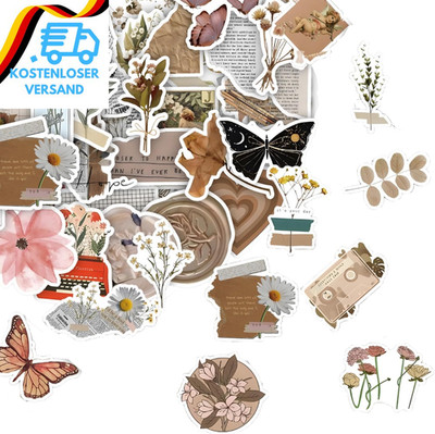 60 Stück Aesthetic Sticker,Vintage Aufkleber Set,Wasserfeste Für Kindle Fotoalbu