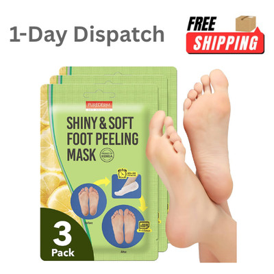 Purederm Foot Peeling Mask 3 Pack Exfoliating Baby Soft Skin Lemon