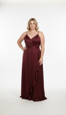 David s Bridal Celebrate DB Studio Wine Spaghetti Strap Dress/Gown Size 16