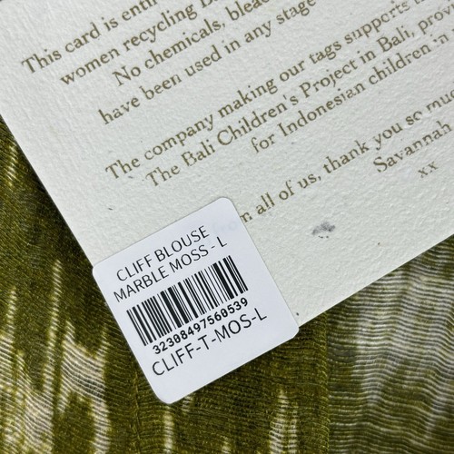 NWT Savannah Morrow Large Green Cliff Blouse Marble Moss V-Neck Button Up Silk - Picture 4 of 17