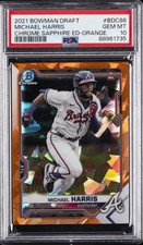 2021 BOWMAN DRAFT CHROME SAPPHIRE ED ORANGE #BDC86 MICHAEL HARRIS 10/25 PSA 10