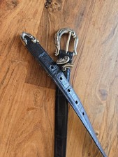 Vintage Brighton Belt Black Leather Embossed Silver Western Buckle Tip Xl 24503