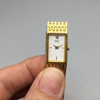 Vintage Seiko Tank Watch Women 2E20-6709 13mm Gold Tone New