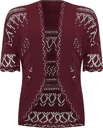 Ladies' Women’s Crochet Knit Short Sleeve Shrug Cardigan Bolero M-2XL - Picture 23 of 25