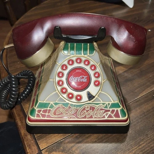Vintage Coca-Cola 2001 Tiffany Style  Stained Glass Look Light Phone