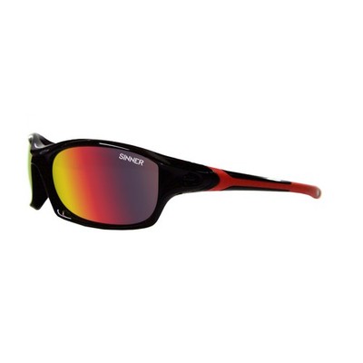 SINNER EATON Herren/Damen Sonnenbrille SCHWARZ & ROT/POLYCARBONAT ROT VERSPIEGELT KAT.3