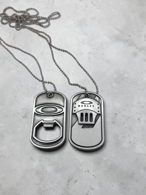 Vintage Oakley Dog Tag Bottle Opener Necklace Lot of 2 Metal 2000s Y2K Archive