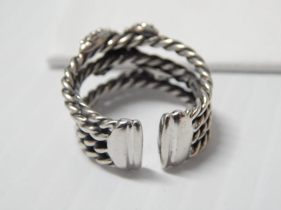ANILLO DE DIAMANTES DE PLATA ESTERLINA DAVID YURMAN + BOLSA - talla 6 1/2 - ¡REGALO EXTRA BONITO! Foto 4 de 4