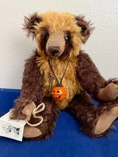 17" Simonelli Taddie Brown and Gold Mohair  Panda Bear Fully Jointed "Moffett"