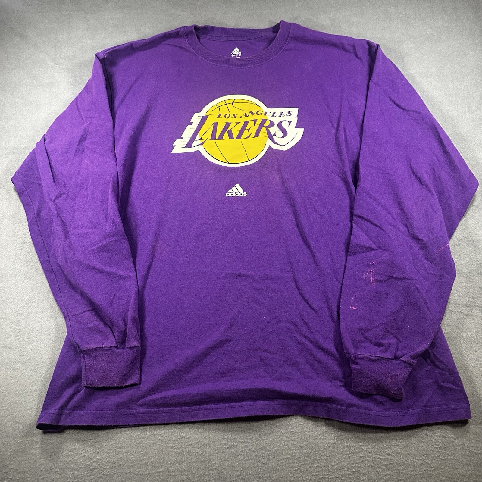 Adidas Los Angeles Lakers Long Sleeve T Shirt Purple Mens XLarge NBA
