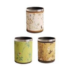 Leather Trash Can Rubbish Bin Paper Basket Decorative Garbage Container Bin