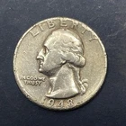 Washington Silver Quarter US 25C - 90% Silver 1948 D