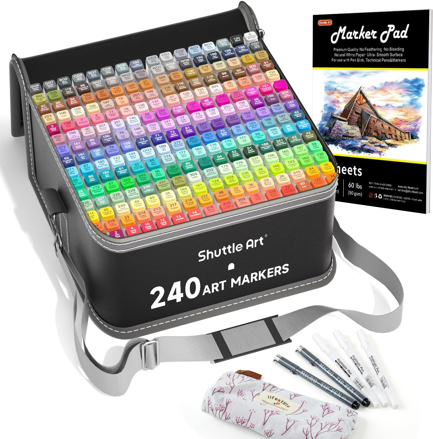 Dual Tip Art Markers, Permanent Marker, w/ Case, Perfect for Kids, Adults