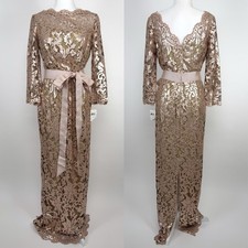 NWT Tadashi Shoji Paillette Embroidered Gown in Gisng Size 12