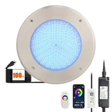 10in LED Swimming Pool Light 54W 120V RGBW Color with 3 Control Way (App/Remo...