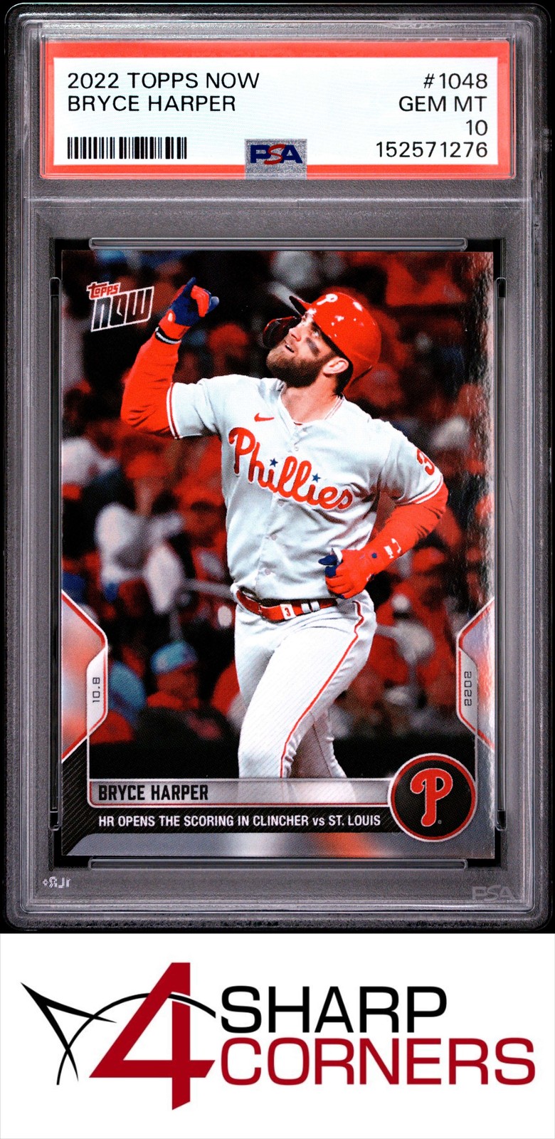 2022 TOPPS NOW #1048 BRYCE HARPER POP 1 PSA 10 view 1