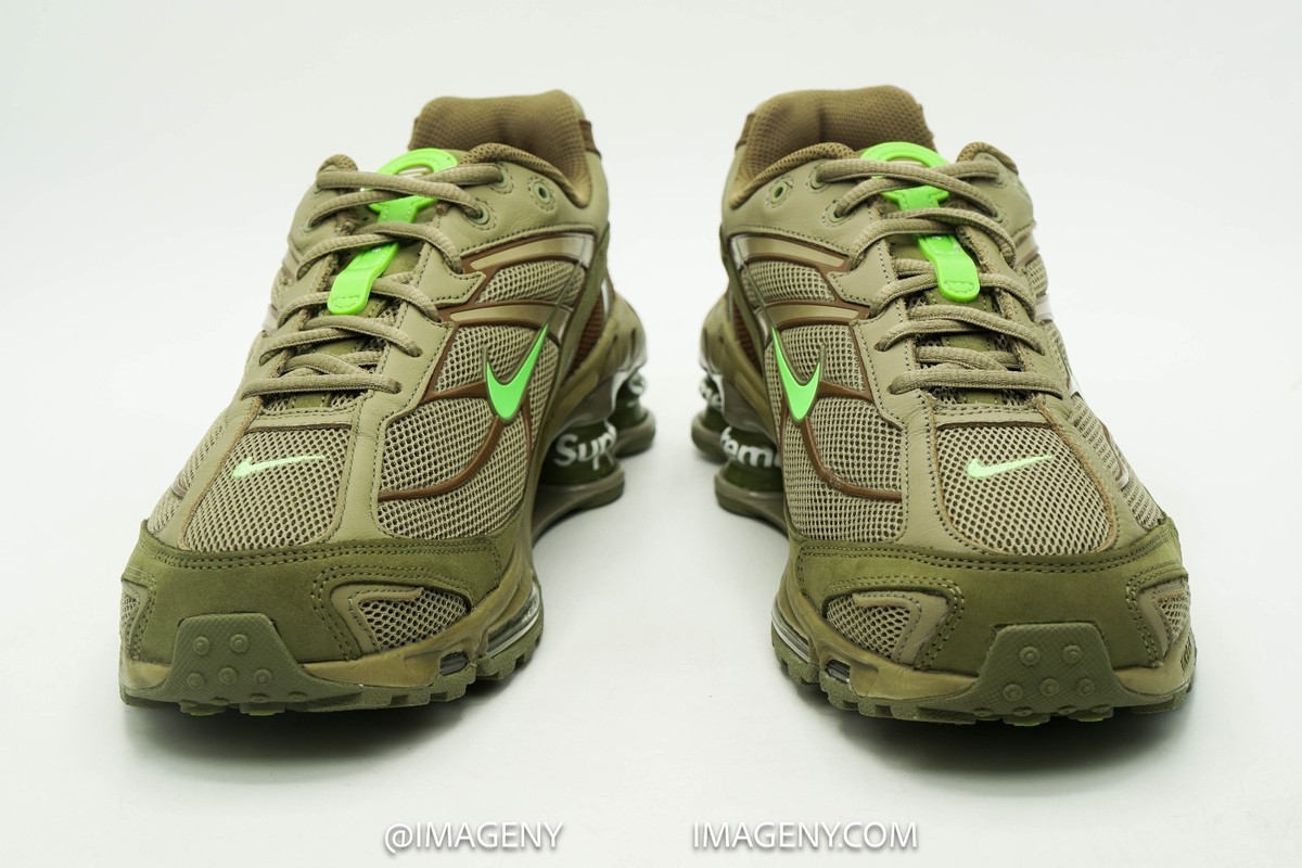 NIKE SHOX RIDE 2 USED SIZE 9 SUPREME NEUTRAL OLIVE ELECTRIC GREEN