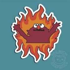 Burning Elmo Fire Funny Meme Gloss Decal Sticker Made in USA Various Sizes
