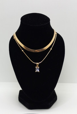 Damen Halsketten-Set 750er Gold Zirkonia Anhänger Edelstahl Schmuck Geschenk