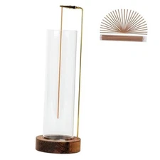 Incense Holder for Sticks, Anti-Ash Flying Incense Burner with 30 Wood Brown