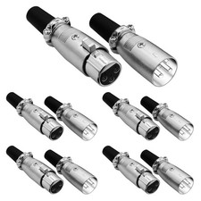 5Pair Silver XLR 3-Pin Female Male Audio Mic Microphone Adapter Cable Connector