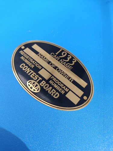 Aaa Racing Board AAA Contest Board 1933 RACE Speed Data Plate Acid Etched Brass Black | eBay