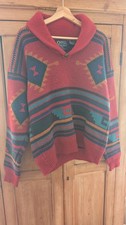 1980s Muskoka Lakes Shetland Wool Shawl Collar Sweater Medium Western Style #152
