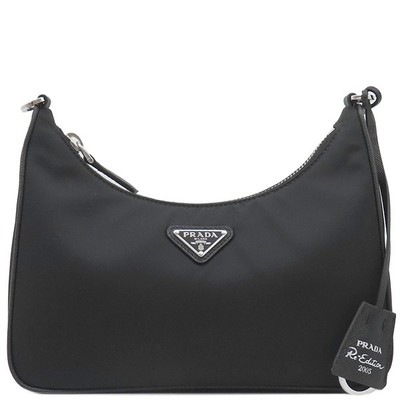 Prada 2WAY Bag Re Edition 2005 Re Nylon Bag Nylon Black Black Triangular Logo Pl