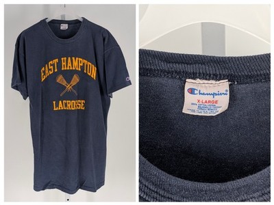 Vintage Champion T Shirt XL East Hampton Lacrosse Navy Blue USA