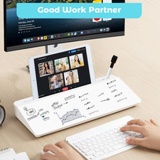 Glass Desktop Whiteboard Storage Desk Dry Erase Board Small White Computer Stand