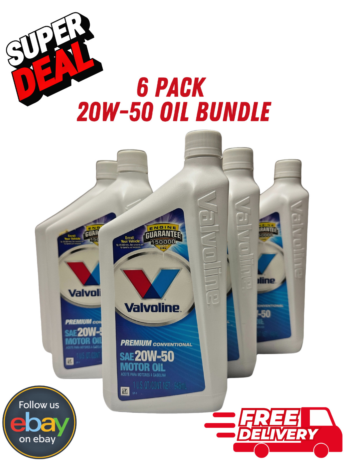 6 Pack Valvoline 20W-50 Premium Conventional Motor Oil (8223