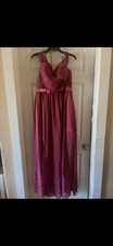 Burgundy Chiffon Sleeveless Pleated Bridesmaid Dress Size 6-8 with Sash