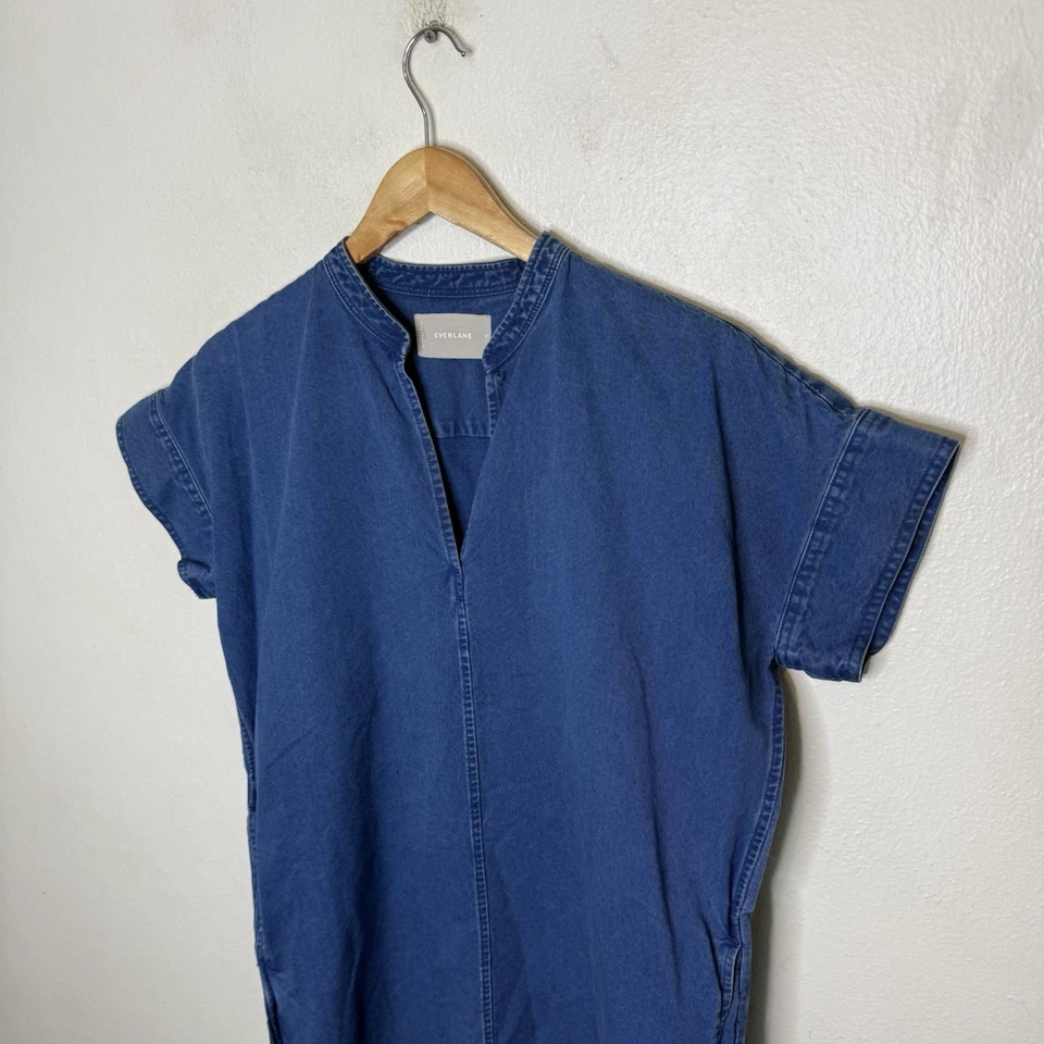 Vestido Camisa Everlane Popover Cuello Dividido 100% Algodón Manga Corta Para Mujer’s 0 Foto 2 de 4