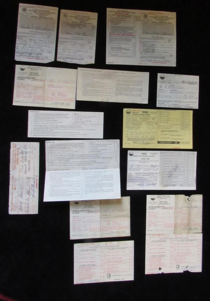 (13) Maryland Fishing Licenses with Chesapeake Bay & Trout Stamps - 1980 -1990's - Image 4 of 4