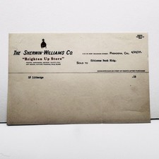 1917 Vintage Sherwin-Williams Pasadena CA Billhead Invoice Paint Advertising