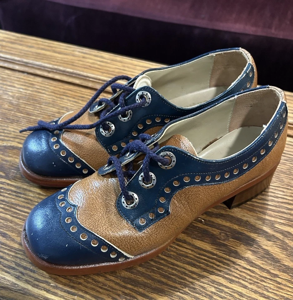 De Colección Dolly Stompeks By Stridrite Marrón y Azul Marino Mary Jane Zapatos Oxford Juveniles 4 Foto 2 de 4