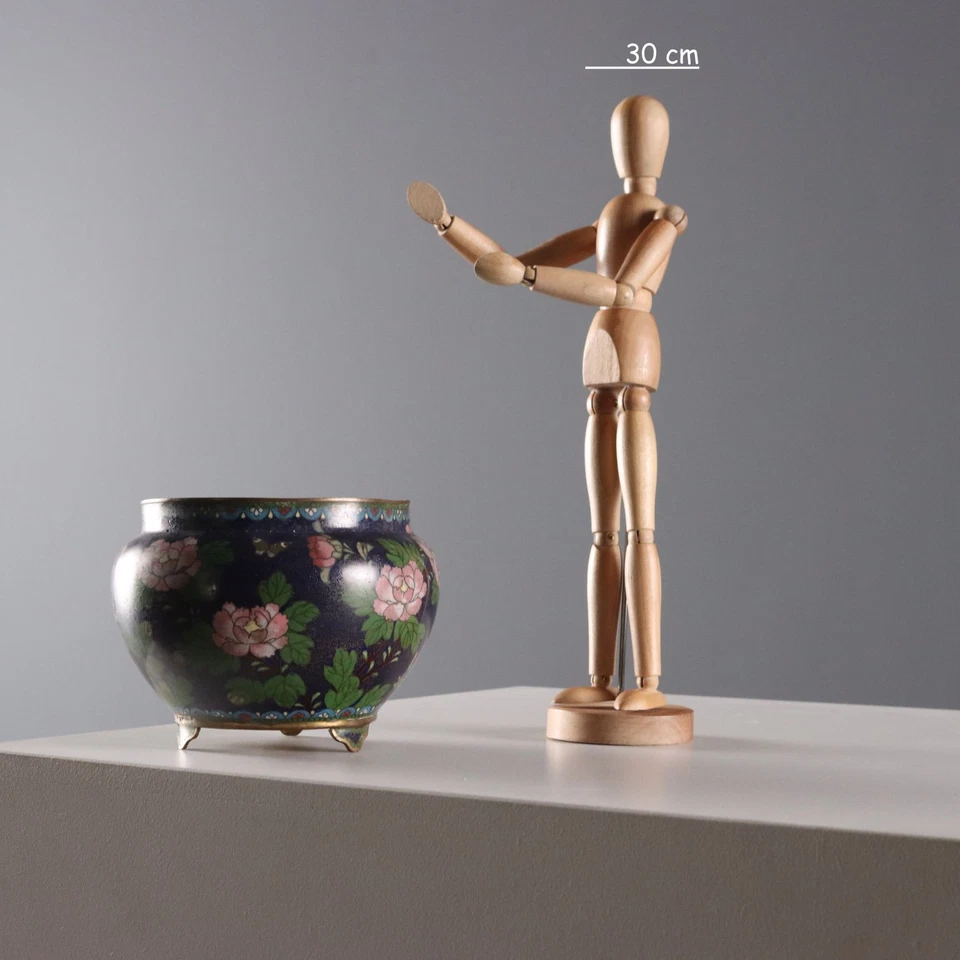 Vase Ancien Décorations en Émaux Cloisonné Chine XXe Siècle Original - Photo 2/4