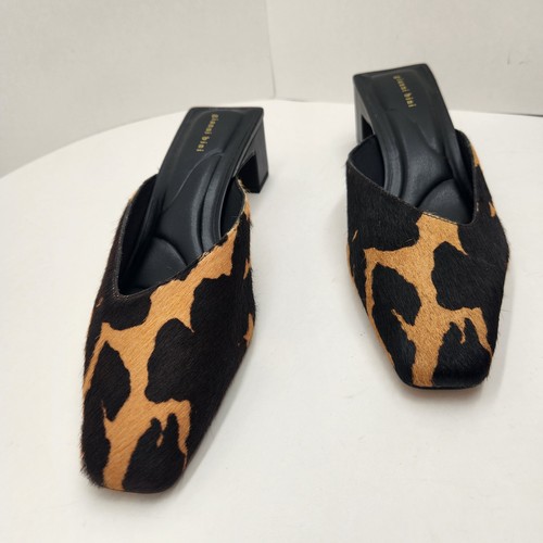 Gianni Bini mules 8 pelle marrone KarlosTwo punta quadrata tacco stampa animalier nuovo $90 - Foto 7 di 13