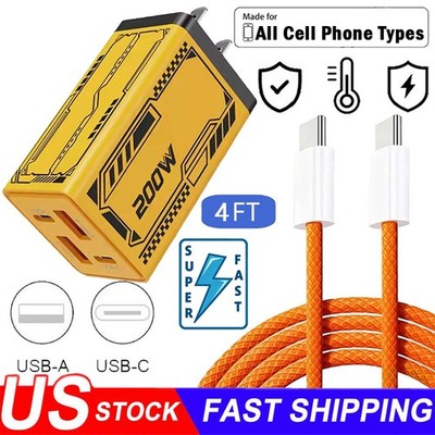 200W Super Fast Charging Type C Wall Charger For iPhone 17e 16e Pro Max 15 Plus