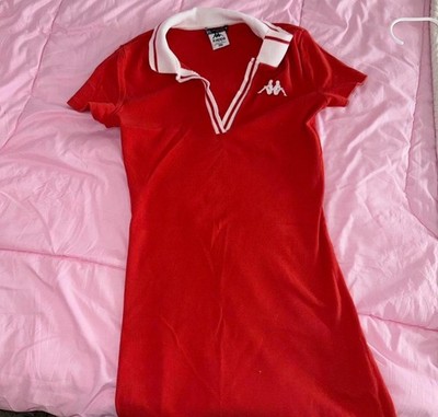 Kappa ZARA Women's Red Polo Dress Collared Short Sleeve Size M Sports Logo