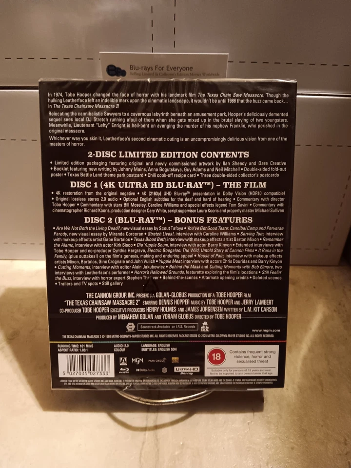 The Texas Chainsaw Massacre 2 4K Limited Edition Blu-ray (UK)[1986] Arrow Slip - Image 4 of 4