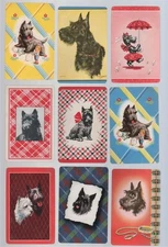 1940s blank back  SWAP Playing Cards - Lot of 9 - Scottie scotty Dogs