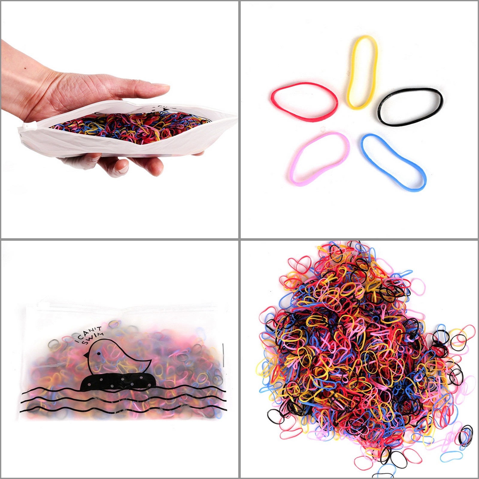 1000PCS Elastic Hair Bands Assorted Colours Hair Rubber Bands for Girls Kids