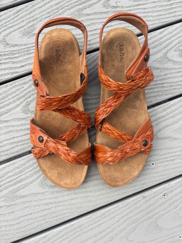 Taos Footwear Trulie rotbraune Damen-Ledersandale mit Riemen Keilabsatz Größe 10,5 - Bild 7 von 10