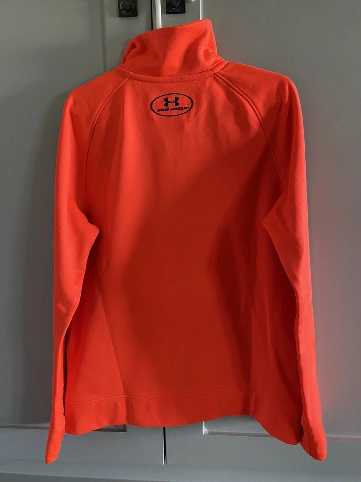 Under Armour 男孩拉链夹克橙色和海军蓝 S 青少年 — 第 2/3 张图片