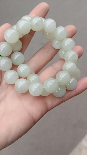 Certificate Natural hetian Jade Bracelet Jade beads bracelets 14mm Fine Jewelry - Video 1 of 1