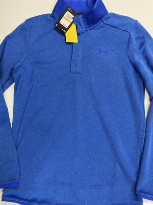 NWT Mens Under Armour Storm Sweater Fleece Heather Snap Mock SMALL Blue 