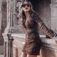  Draped Animal Snake Print Zara Dress New New with tags