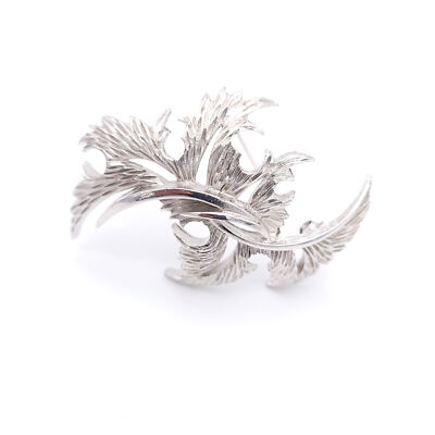 Trifari Siver Leaf Brooch